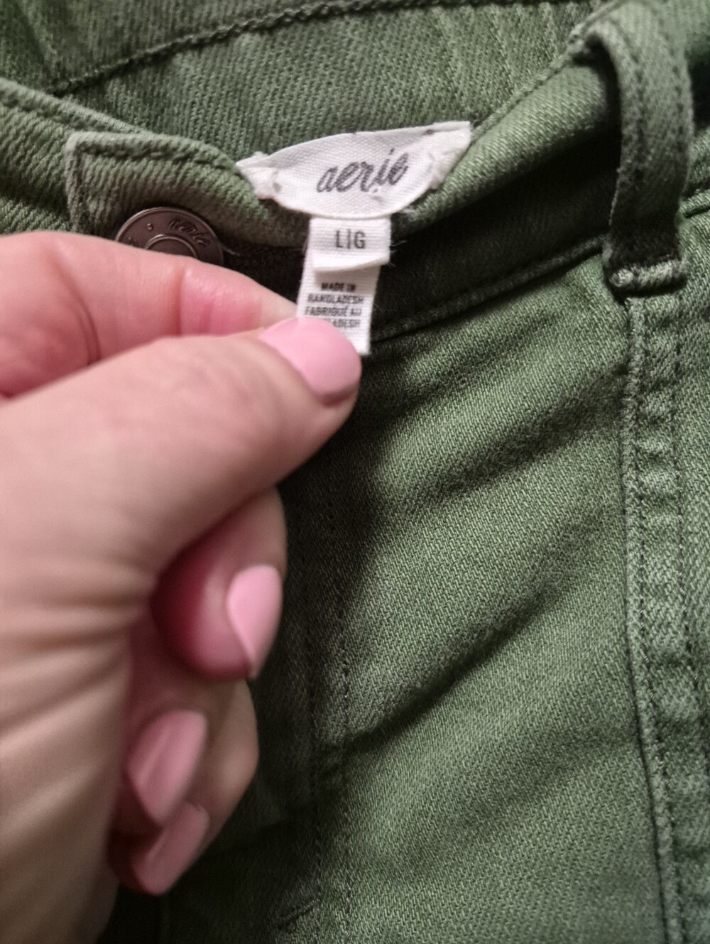 aerie Olive Green Utility Denim-Style Mini Skirt - Picture 7 of 9